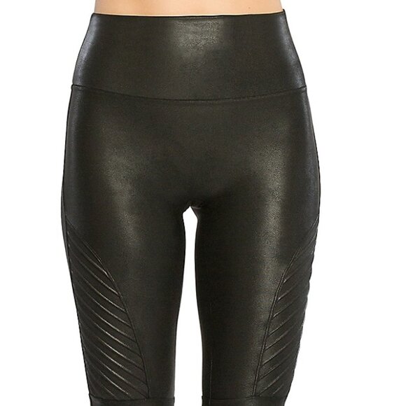 NWT SPANX Faux Leather Moto Leggings Very Black - Picture 4 of 4